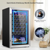 YEEGO 18.8 IN. W 32-BOTTLE FREESTANDING WINE COOLER MINI FRIDGE, STAINLESS STEEL