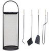 Sunnydaze 4-Piece Fireplace Tool Set with Stand - Indoor Hearth Accessories New