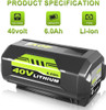 ENERMALL 6.0AH REPLACEMENT FOR RYOBI 40V BATTERY LITHIUM COMPATIBLE RYOBI