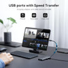 USB C Docking Station Dual Monitor HDMI Adapter USB C Hub Multi Adapt - Black