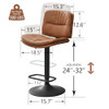 FIRAVOE SWIVEL BAR STOOLS SET OF 4, COUNTER HEIGHT BARSTOOLS FOR KITCHEN BROWN