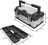 Torin 19" Tool Box Storage Organizer Stainless Steel&Plastic Portable Box -Black