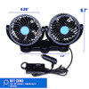 ZONETECH CAR COOLING AIR FAN 12V- DUAL HEAD - BLACK 1 PACK