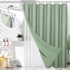 LACYAN 3 IN 1 WATERPROOF WAFFLE WEAVE SHOWER CURTAIN 12 HOOKS 72X72 - GREEN