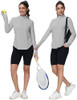 GGVO Women's Golf Polo Long Sleeve V Neck Sun Protection M Gray