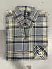 BLACK HORSE MEN'S WOVEN PLAID SHIRT - SMALL - GRAY/BLACK/LIGHT BLUE/YELLOW/WHITE New