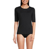 LANDS' END WOMEN'S ELBOW SLEEVE RELAXED UPF 50 RASH GUARD BLACK SIZE S New