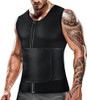 CIMKIZ MENS SWEAT SAUNA VEST FOR WAIST TRAINER ZIPPER NEOPRENE (BLACK, 6XL)