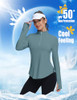 GGOV WOMEN'S GOLF POLO LONG SLEEVE WORKOUT - WOMEN M - XMIST BLUE New
