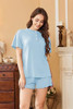 Ekouaer Womens Pajama Sets 2 Piece Pjs Short Sleeve Lounge Set - CLEAR BLUE - XL New