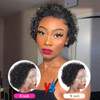 YKHJH 13x4 SHORT CURLY HUMAN HAIR WIGS PIXIE CUT WIG HUMAN HAIR 6 INCH - BLACK New