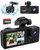 LENSUGE 3 CHANNEL DASH CAM,4K+1080P DASH CAM INSIDE, WITH 32GB CARD - BLACK