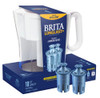 BRITA LARGE 10-CUP WATER FILTER PITCHER WITH 2 LONGLAST+ FILTERS - WAVE New