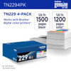 Brother Genuine TN2294PK Standard Yield 4-Pack Printer Toner Cartridges