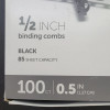 OFFICE DEPOT 1/2" BINDING COMBS BLACK 85 SHEET CAPACITY 100 COUNT 535-192 BLACK New OFFICE DEPOT 1/2" BINDING COMBS BLACK 85 SHEET CAPACITY 100 COUNT 535-192 BLACK New