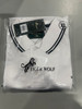 TIGER WOLF 3 BUTTON POLO SHIRT - SIZE: MEN XL - WHITE/BLACK TIGER WOLF 3 BUTTON POLO SHIRT - SIZE: MEN XL - WHITE/BLACK