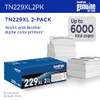 Brother Genuine TN229XL2PK Black High Yield Printer Toner Cartridge 2-Pack New Brother Genuine TN229XL2PK Black High Yield Printer Toner Cartridge 2-Pack New