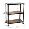 MIND READER MULTIPURPOSE ROLLING CART 3 TIERS OFFICE STORAGE ORGANIZER - BROWN