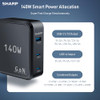 SHARP 140W USB C CHARGER, COMPACT FOLDABLE GAN FAST CHARGE QV16 - BLACK