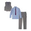 IZOD BOYS' 4-PIECE SET WITH COLLARED DRESS SHIRT, TIE, SIZE: 6, MEDIUM BLUE/GRAY New IZOD BOYS' 4-PIECE SET WITH COLLARED DRESS SHIRT, TIE, SIZE: 6, MEDIUM BLUE/GRAY New
