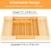 WELPSON EXPANDABLE DRAWER ORGANIZER FOR KITCHEN STORAGES, NATURAL WOOD