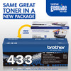 BROTHER GENUINE TN433BK HIGH YIELD TONER 4500 PAGES RETAIL PACKAGING - BLACK New