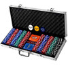 RALLY AND ROAR PROFESSIONAL POKER SET W/ HARD CASE 500 CHIPS SILVER/RED/GREEN
