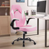 BG PINK+WHITE PU LEATHER COMPUTER GAMING CHAIR ERGONOMIC OFFICE CHAIR
