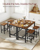 VASAGLE Bar Table Set, with 2 Bar Stools in Rustic Brown and Black ULBT15X