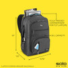 SOLO NEW YORK TSA LAPTOP BACKPACK FOR WOMEN & MEN CARRY ON BOOKBAG TRAVEL - GREY New
