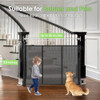BINGGUZ REINFORCED RETRACTABLE BABY GATE FOR STAIRS WITH SUPPORT RODS - BLACK