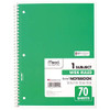 MEAD SPIRAL NOTEBOOK, 1 SUBJECT, WIDE RULED PAPER, 70 SHEETS (05510AC5) - GREEN New MEAD SPIRAL NOTEBOOK, 1 SUBJECT, WIDE RULED PAPER, 70 SHEETS (05510AC5) - GREEN New