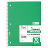 MEAD SPIRAL NOTEBOOK, 1 SUBJECT, WIDE RULED PAPER, 70 SHEETS (05510AC5) - GREEN New MEAD SPIRAL NOTEBOOK, 1 SUBJECT, WIDE RULED PAPER, 70 SHEETS (05510AC5) - GREEN New