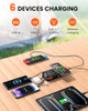 SOARAISE WIRELESS SOLAR POWER BANK, 25000MAH, 3 CABLES, 2 OUTPUTS - ORANGE