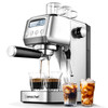 AMZCHEF 20BAR ESPRESSO MAKER FOR HOME WITH LCD PANEL MILK FROTHER - SILVER