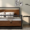 ZINUS SUZANNE BAMBOO METAL PLATFORM BED FRAME FOOTBOARD WOOD SLAT QN - BROWN