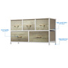 DEXTRUS 5-DRAWER FABRIC STORAGE TOWER - OAK WOOD GRAIN DEXTRUS 5-DRAWER FABRIC STORAGE TOWER - OAK WOOD GRAIN