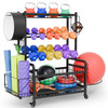 ATRONOR METAL MODERN GYM STORAGE RACK WITH WHEELS FOR DUMBBELLS, YLJ-210-BLACK