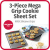 GOODCOOK MEGAGRIP SET OF 3 NONSTICK COOKIE SHEETS, SILICONE HANDLES - GRAY New GOODCOOK MEGAGRIP SET OF 3 NONSTICK COOKIE SHEETS, SILICONE HANDLES - GRAY New
