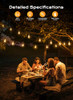 BRIGHTOWN 50FT OUTDOOR STRING LIGHTS 25 LED EDISON BULBS PATIO LIGHTS - BLACK BRIGHTOWN 50FT OUTDOOR STRING LIGHTS 25 LED EDISON BULBS PATIO LIGHTS - BLACK