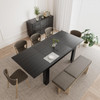 PATIOPERK EXTENDABLE DINING ROOM TABLE PLANK AND BEAM FARMHOUSE - BLACK