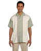 HARRITON M575 MEN'S TWO-TONE BAHAMA CORD CAMP SHIRT SIZE 2XL - GREEN MIST/CREME HARRITON M575 MEN'S TWO-TONE BAHAMA CORD CAMP SHIRT SIZE 2XL - GREEN MIST/CREME