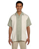 HARRITON M575 MEN'S TWO-TONE BAHAMA CORD CAMP SHIRT SIZE 2XL - GREEN MIST/CREME HARRITON M575 MEN'S TWO-TONE BAHAMA CORD CAMP SHIRT SIZE 2XL - GREEN MIST/CREME