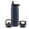 ZULU BASE 32OZ STAINLESS STEEL WATER BOTTLE,3 LIDS-Straw,Chug,Twist-Navy New ZULU BASE 32OZ STAINLESS STEEL WATER BOTTLE,3 LIDS-Straw,Chug,Twist-Navy New