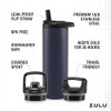 ZULU BASE 24OZ STAINLESS STEEL WATER BOTTLE 3 LIDS STRAW CHUG TWIST - NAVY New ZULU BASE 24OZ STAINLESS STEEL WATER BOTTLE 3 LIDS STRAW CHUG TWIST - NAVY New