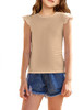 FLYPIGS GIRLS T SHIRTS RUFFLE SLEEVE SUMMER CASUAL RIBBED 5-6Y WOMEN 120 - BEIGE New FLYPIGS GIRLS T SHIRTS RUFFLE SLEEVE SUMMER CASUAL RIBBED 5-6Y WOMEN 120 - BEIGE New
