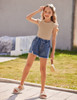 FLYPIGS GIRLS T SHIRTS RUFFLE SLEEVE SUMMER CASUAL RIBBED 5-6Y WOMEN 120 - BEIGE New FLYPIGS GIRLS T SHIRTS RUFFLE SLEEVE SUMMER CASUAL RIBBED 5-6Y WOMEN 120 - BEIGE New