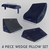LUXE CASA 4 PCS ORTHOPEDIC BED WEDGE PILLOW SET TRIANGLE MEMORY FOAM - BLUE