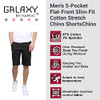 63967 Galaxy Harvic Men's 5-Pocket Flat-Front Slim-Fit Cotton Shorts Black 40