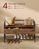 VASAGLE SHOE STORAGE BENCH WITH SEATING LSB151K01 - Rustic Brown/Ink Black